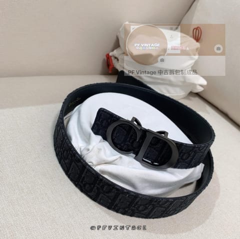 Dior腰带 黑花银扣