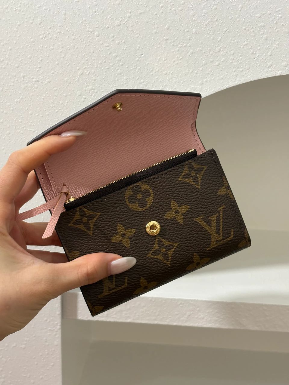 Lv拆包 老花粉色信封短钱包 3